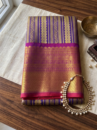 Blue & Maroon Kanchivaram Silk Paithani Saree | EZB SI04 SUTIR1006