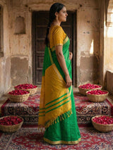 Green Cotton Brocade Saree | EZB SI04 SUVAR 2001