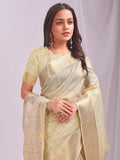 Gold CASUAL CHECKS Organza Saree with Blouse Piece - EZBER