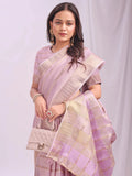 Light Pink PORTO Organza Saree with Blouse Piece - EZBER