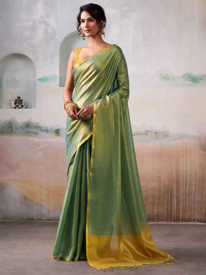 Light Green Tissue Silk Brocade Saree | EZB SI04 SWTIS1001