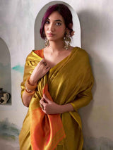 Mustard Tissue Silk Brocade Saree | EZB SI04 SWTIS1002
