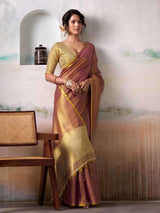 Purple Tissue Silk Brocade Saree | EZB SI04 SWTIS1003