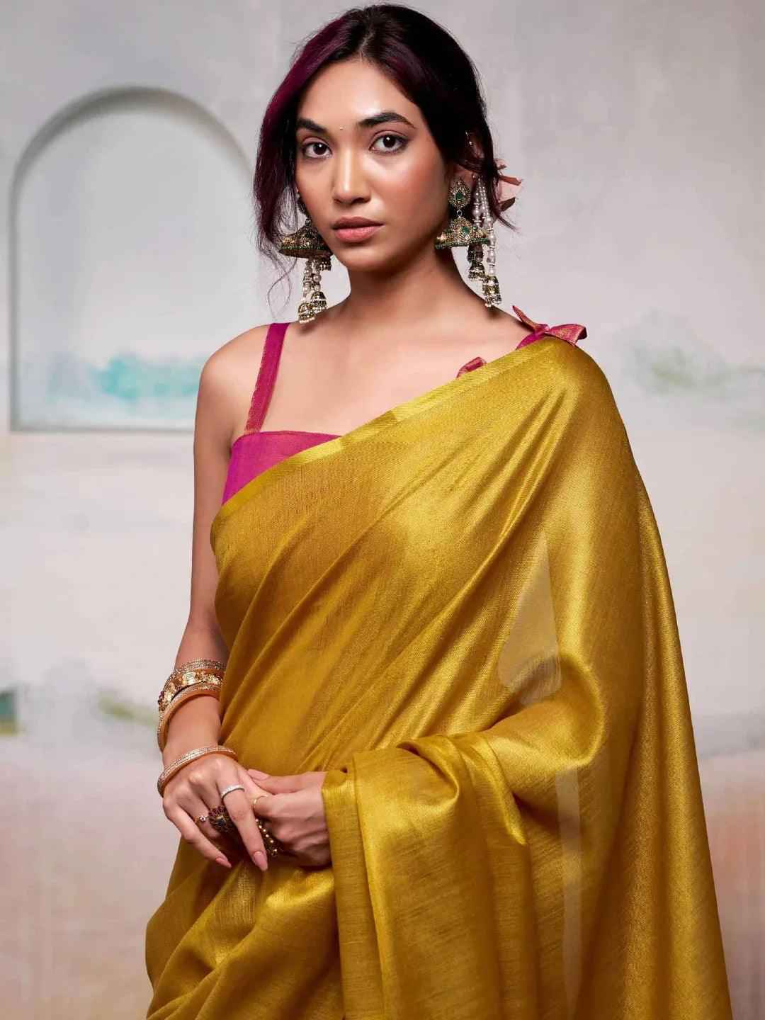 Yellow Tissue Silk Brocade Saree | EZB SI04 SWTIS1004