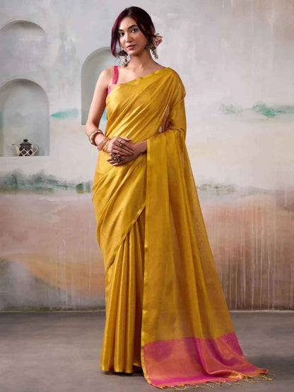 Yellow Tissue Silk Brocade Saree | EZB SI04 SWTIS1004