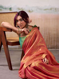 Peach Tissue Silk Brocade Saree | EZB SI04 SWTIS1005