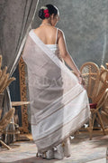 Tan Beige Linen Blend Saree - EZBER