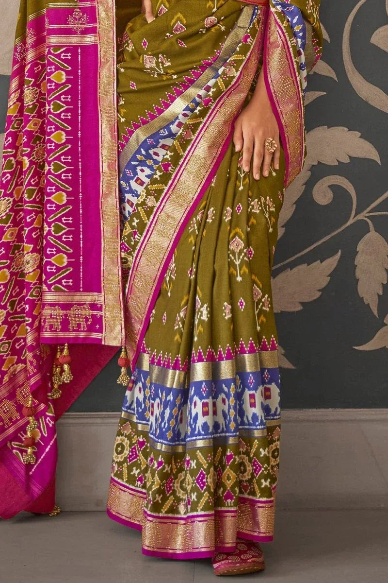 Tart Green Patola Saree - EZBER