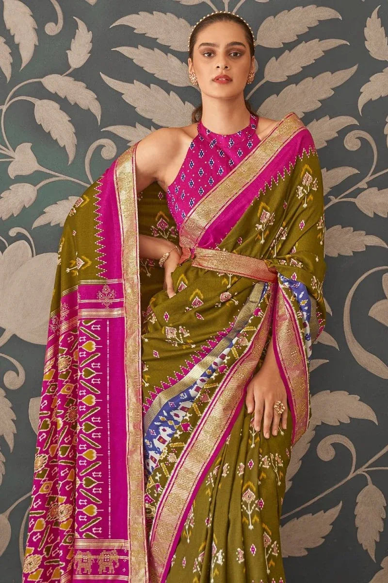 Tart Green Patola Saree - EZBER