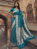 Teal Art Silk Brocade Saree | EZB SI04 SUMKD1003