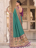 Teal Banarasi Silk Contrast Pallu Saree | EZB SI04 SUKLN1006 - EZBER
