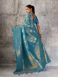 Teal Kanjivaram Silk Blend Brocade Saree | EZB SI04 SUPRS1003 - EZBER