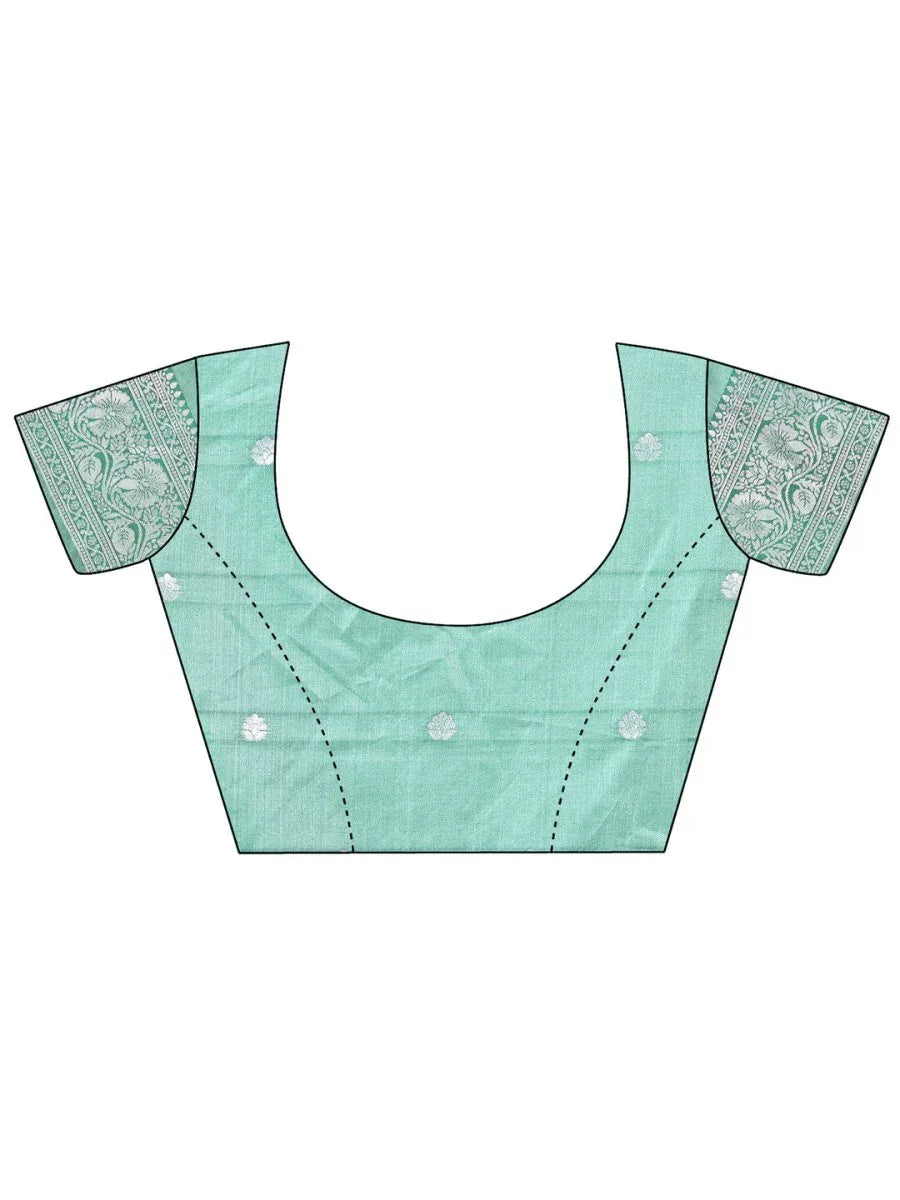 Teal Lichi Silk Saree With Blouse Piece - EZBER