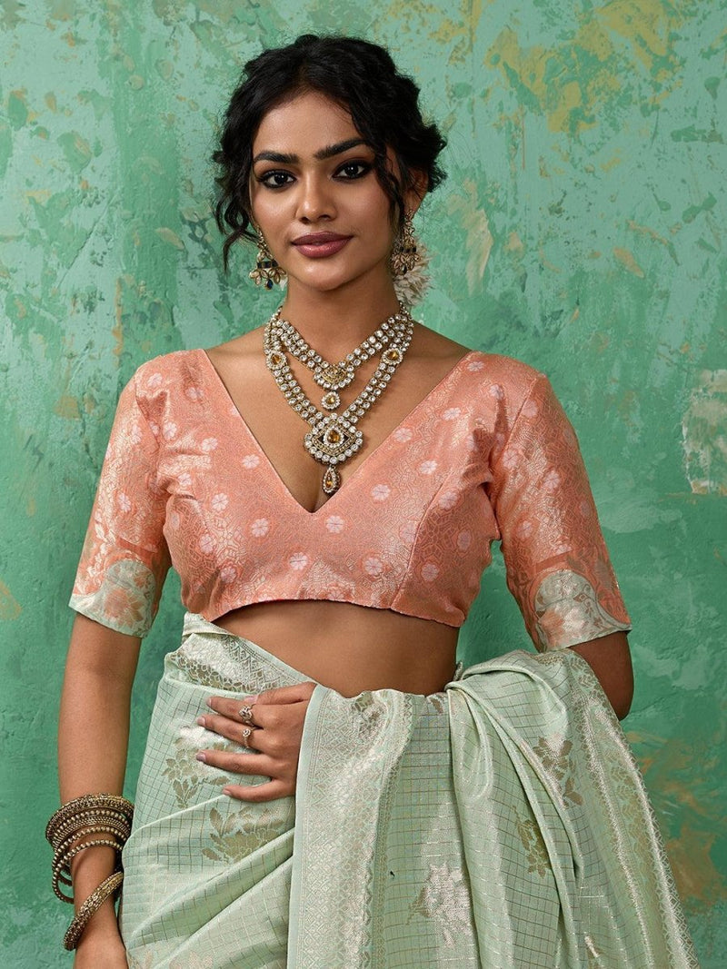 Teal Linen Cotton Contrast Pallu Saree | EZB SI04 SUBLO1004 - EZBER