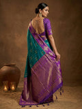 Teal Silk Blend Handloom Saree | EZB SI04 SUMER1002