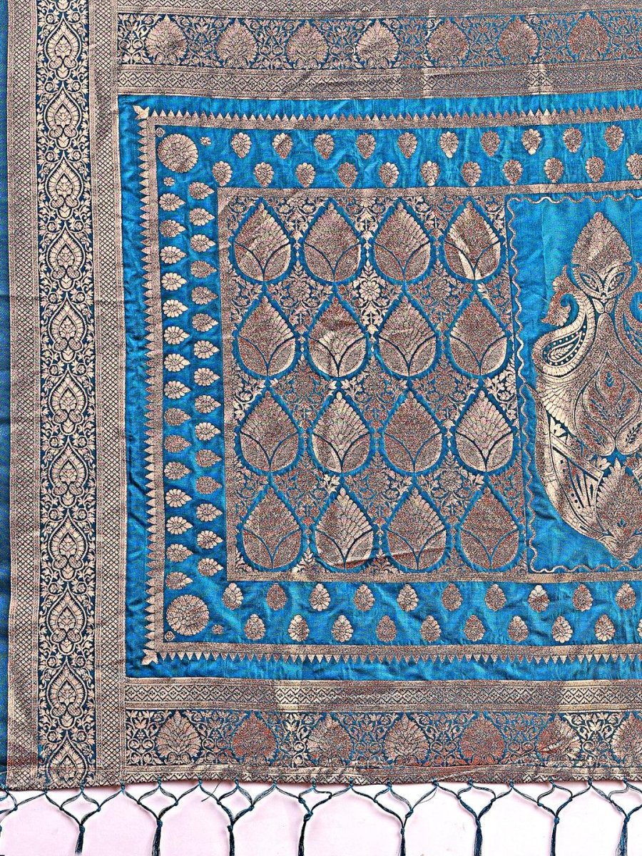Teal Silk Brocade Saree | EZB SI04 ASTAN1004 - EZBER
