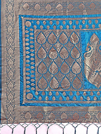 Teal Silk Brocade Saree | EZB SI04 ASTAN1004 - EZBER