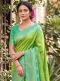 Teal Soft Silk Stripe N Motif Saree | EZB SI04 SRPOC7008