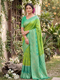 Teal Soft Silk Stripe N Motif Saree | EZB SI04 SRPOC7008 - EZBER