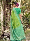 Teal Soft Silk Stripe N Motif Saree | EZB SI04 SRPOC7008 - EZBER
