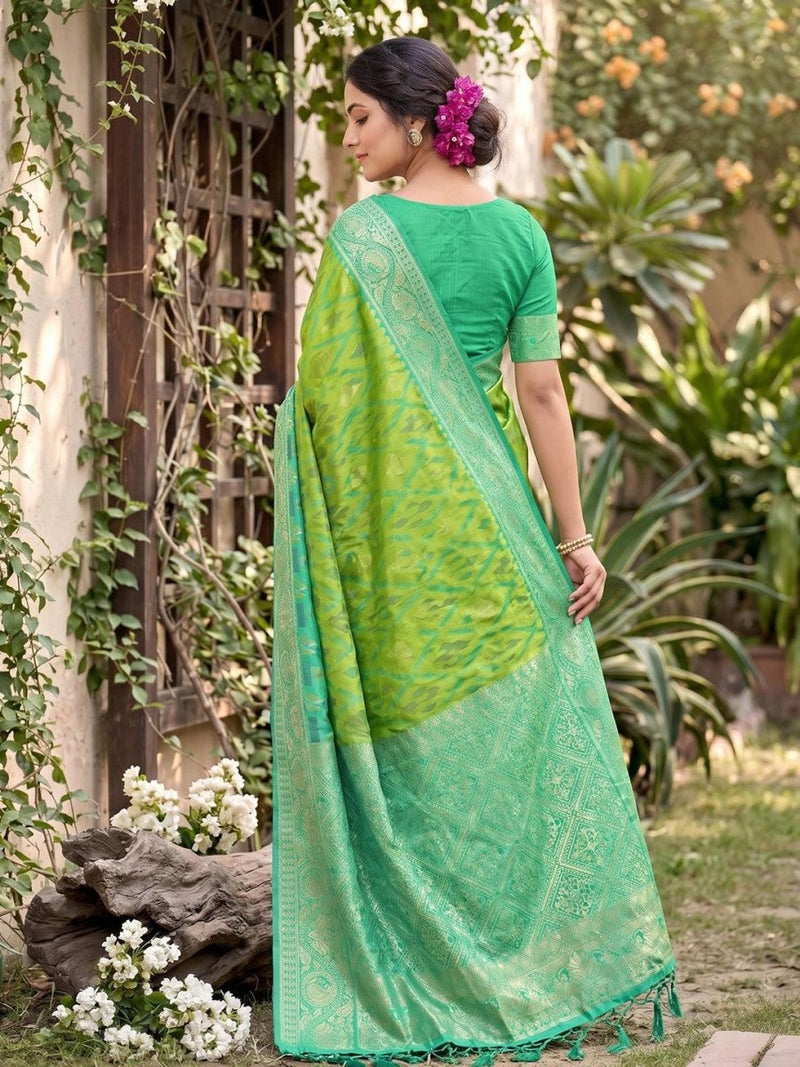 Teal Soft Silk Stripe N Motif Saree | EZB SI04 SRPOC7008 - EZBER