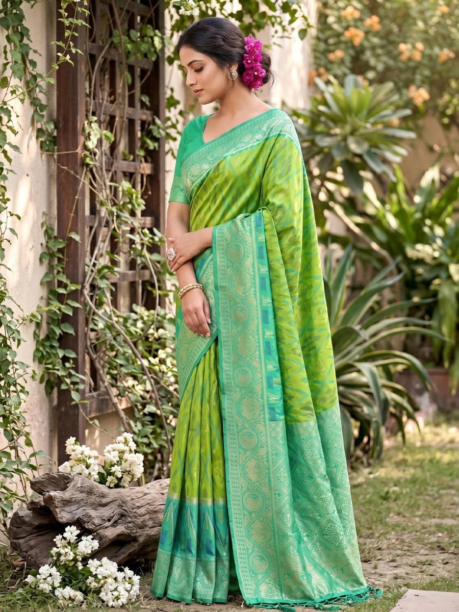 Teal Soft Silk Stripe N Motif Saree | EZB SI04 SRPOC7008 - EZBER