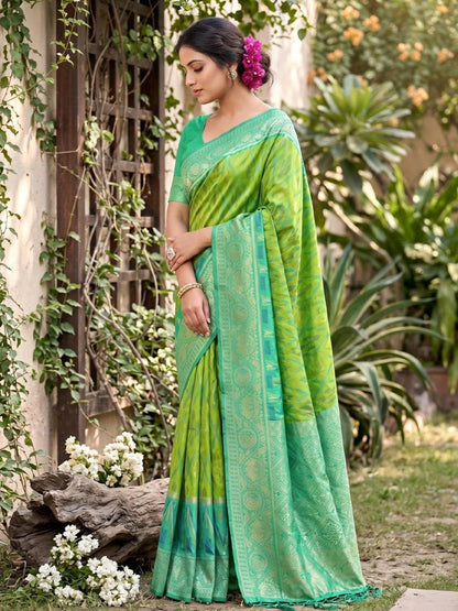Teal Soft Silk Stripe N Motif Saree | EZB SI04 SRPOC7008 - EZBER