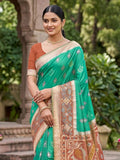 Teal Soft Silk Stripe N Motif Saree | EZB SI04 SRPOC8006
