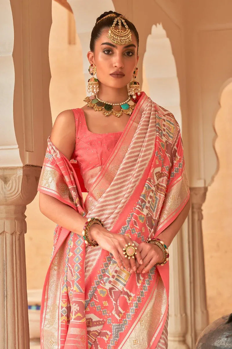 Thulian Pink Patola Saree - EZBER