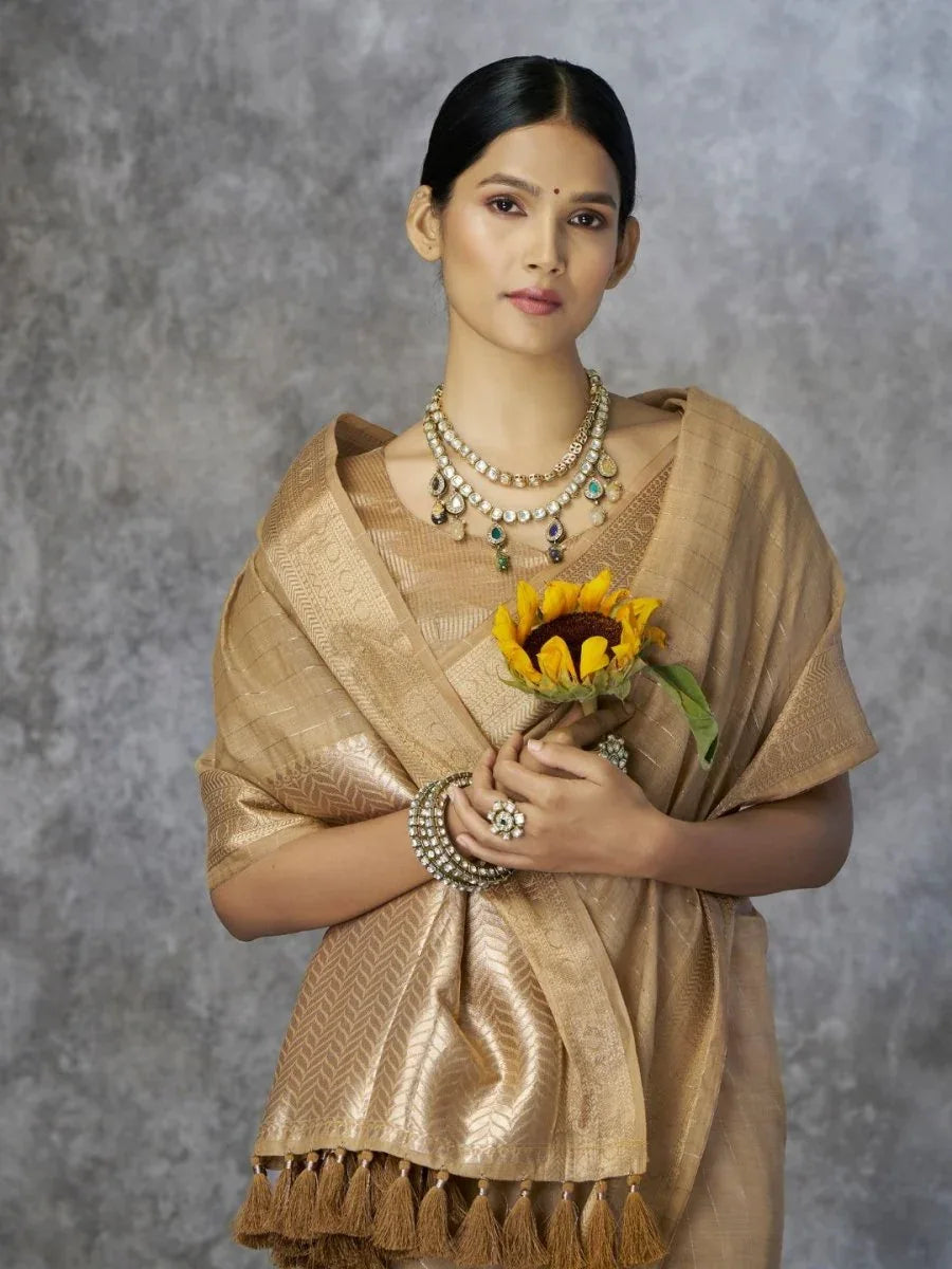 Tissue Silk with Zari Border - EZBER