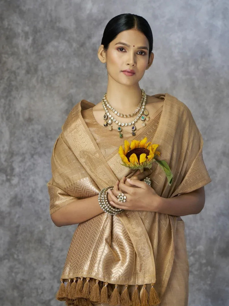 Tissue Silk with Zari Border - EZBER