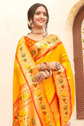 Turmeric Yellow Paithani Saree - EZBER