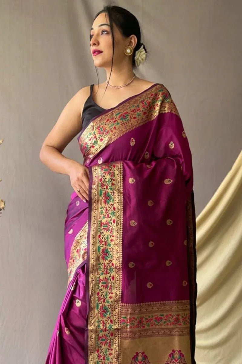 Violet Paithani Saree - EZBER