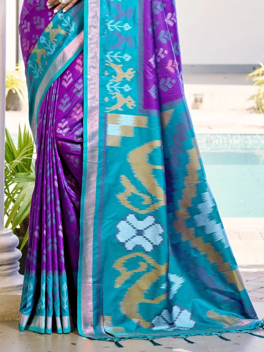 Violet POORVIKA SILK VOL 1 Pochampalli Silk Saree with Blouse Piece - EZBER