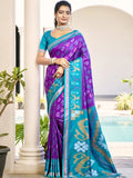 Violet POORVIKA SILK VOL 1 Pochampalli Silk Saree with Blouse Piece - EZBER