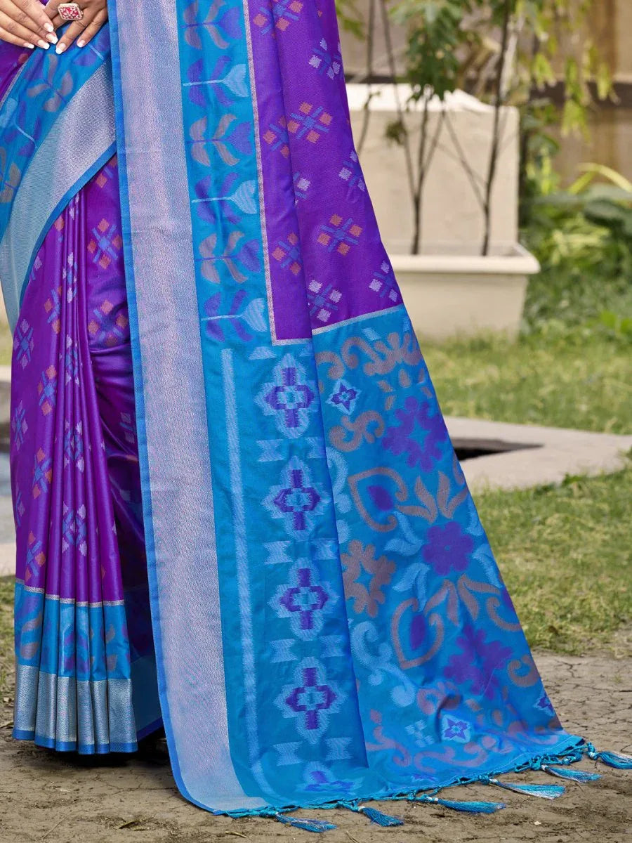 Violet POORVIKA SILK VOL 2 Pochampalli Silk Saree with Blouse Piece - EZBER