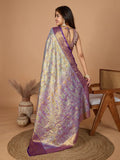 Violet Semi Silk Saree With Blouse Piece - EZBER