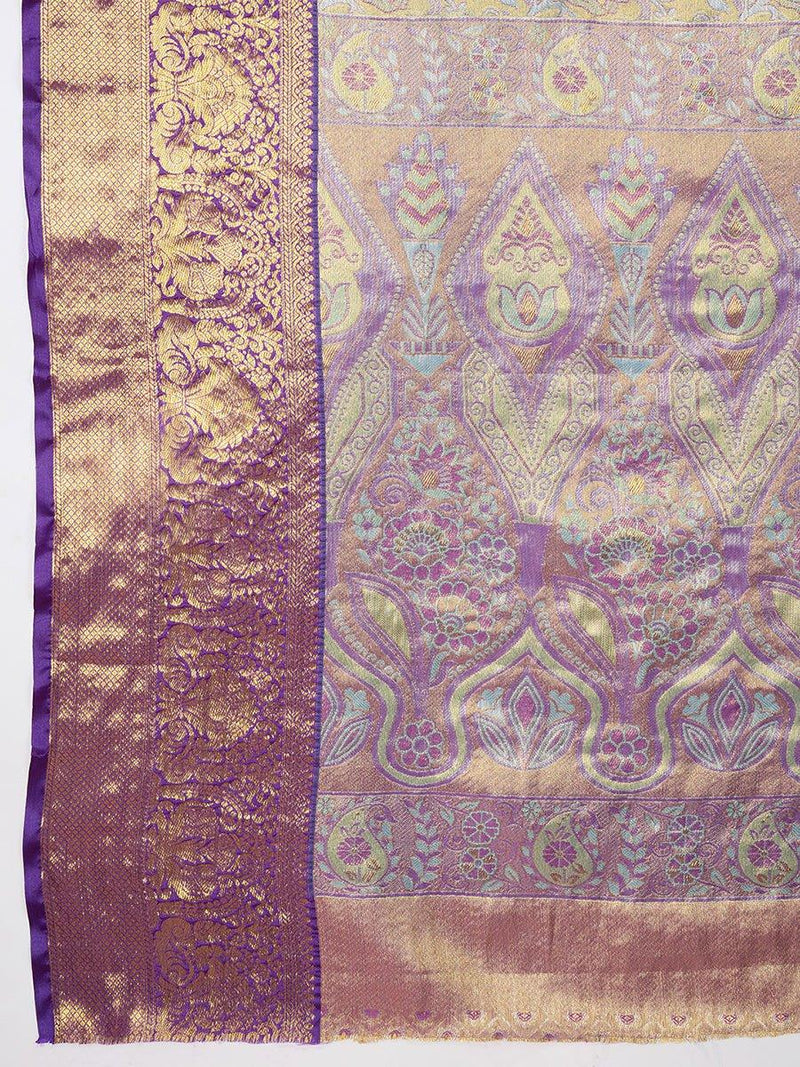 Violet Semi Silk Saree With Blouse Piece - EZBER