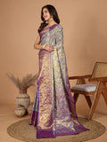 Violet Semi Silk Saree With Blouse Piece - EZBER