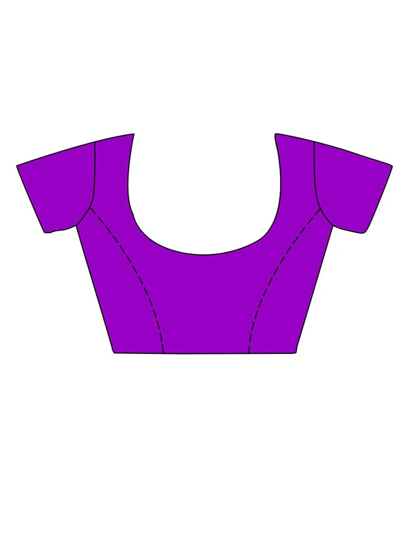 Violet Silk Blend Saree With Blouse Piece - EZBER