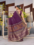 Violet Silk Saree With Blouse Piece - EZBER