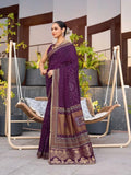 Violet Silk Saree With Blouse Piece - EZBER