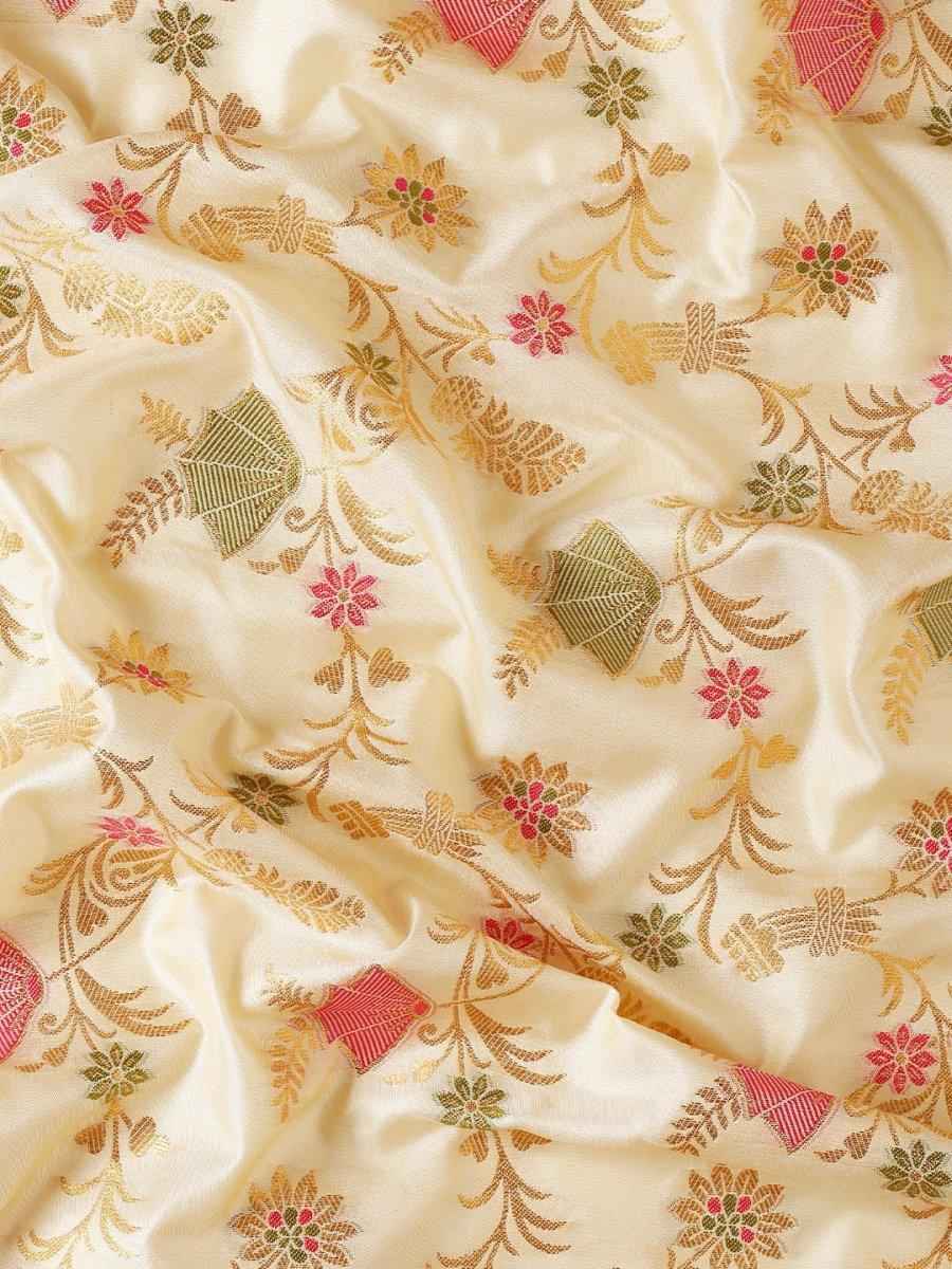 White Banarasi Silk Brocade Saree | EZB SI04 ASSWA1003