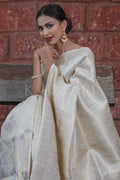 White Kanjivaram Saree - EZBER