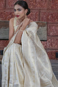 White Kanjivaram Saree - EZBER