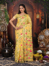White Linen Cotton Brocade Saree | EZB SI04 ASGUL2005