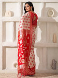 White Linen Cotton Saree With Blouse Piece - EZBER
