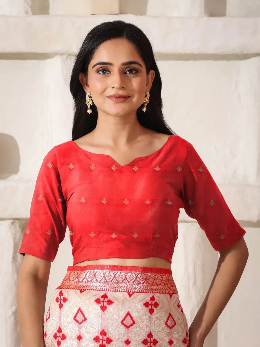 White Linen Cotton Saree With Blouse Piece - EZBER