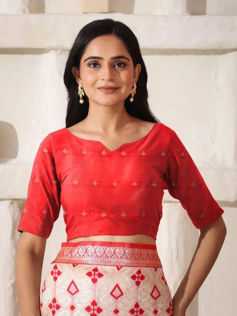 White Linen Cotton Saree With Blouse Piece - EZBER