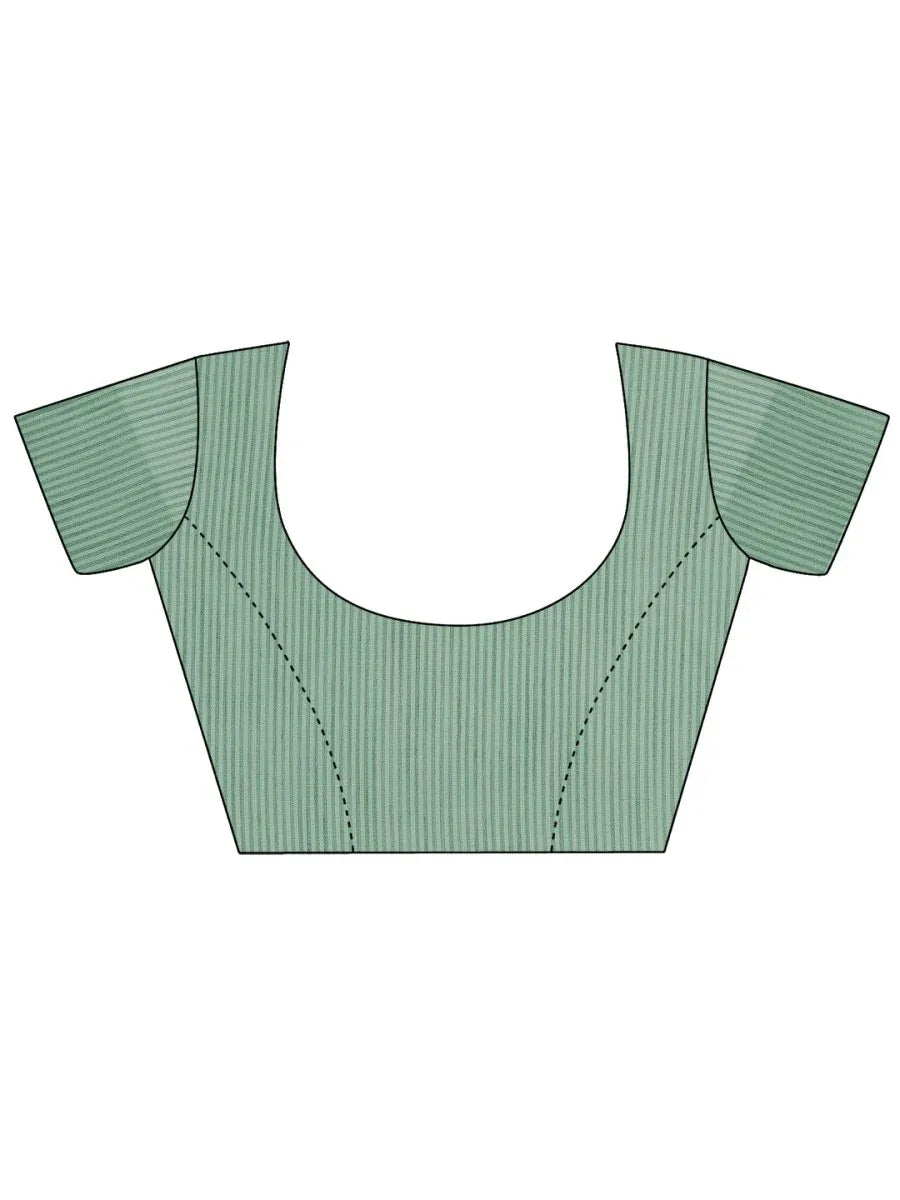 White Linen Cotton Saree With Blouse Piece - EZBER